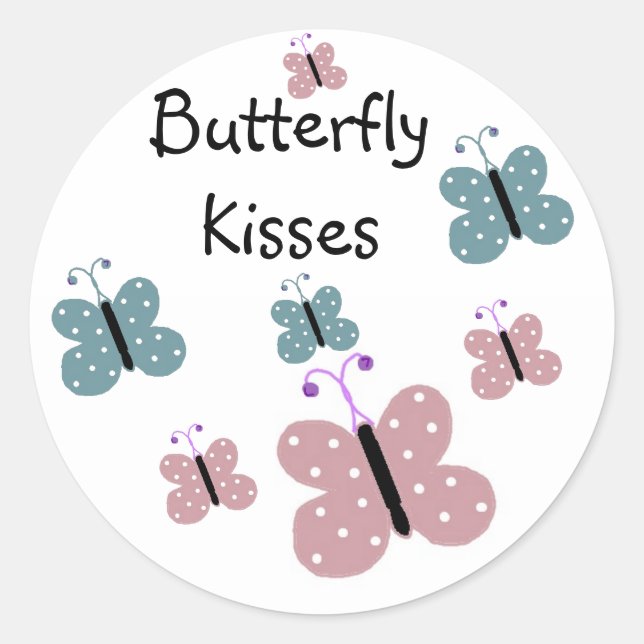 Butterfly Kisses Runder Aufkleber (Vorderseite)