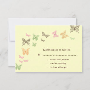 Butterfly Kisses UAWG Gelb RSVP Karte