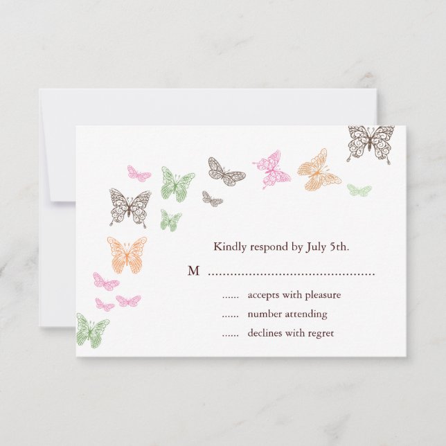 Butterfly Kisses UAWG RSVP Karte (Vorderseite)