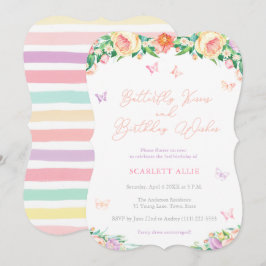 Butterfly Kisses und Birthday wünscht Hübsches Par Einladung