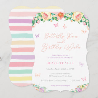 Butterfly Kisses und Birthday wünscht Hübsches Par Einladung