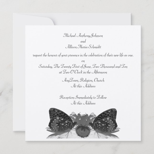Butterfly Kisses Wedding Einladung (Vorderseite)