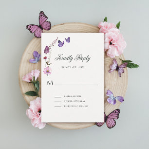 Butterfly Kisses Wild Lila Baby Girl Dusche UAWG RSVP Karte
