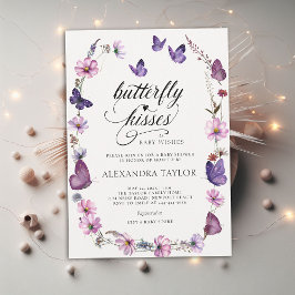 Butterfly Kisses Wild Lila Baby Girl Shower Einladung