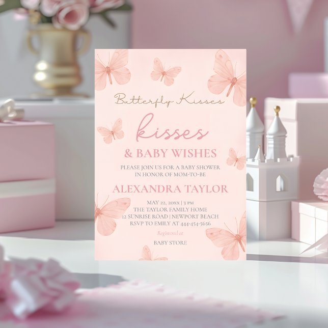 Butterfly Kisses Wishes gender neutral baby shower Einladung (Von Creator hochgeladen)
