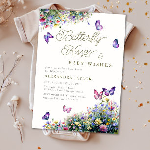 Butterfly Kisses wünscht Wildblumen Babydusche Einladung