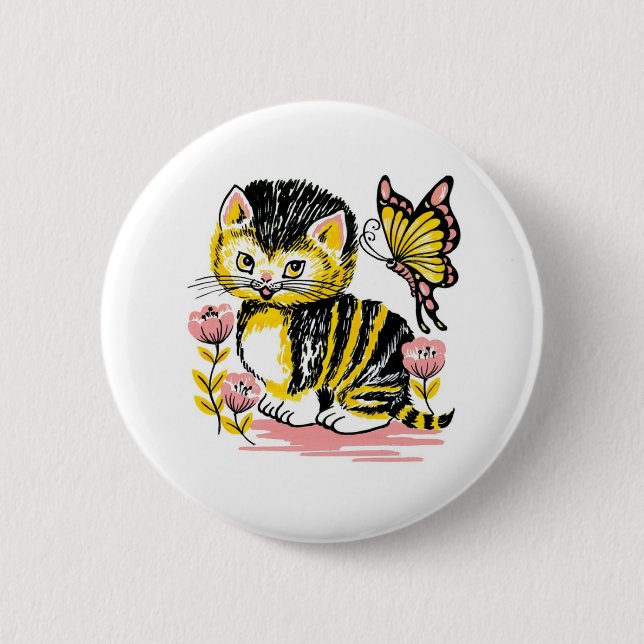 Butterfly & Kitten Button (Vorderseite)