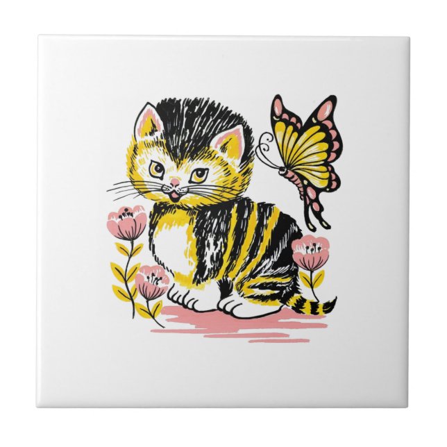 Butterfly & Kitten Fliese (Vorderseite)