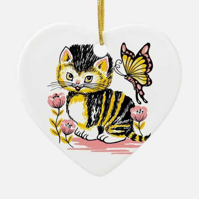 Butterfly & Kitten Keramik Ornament (Vorne)