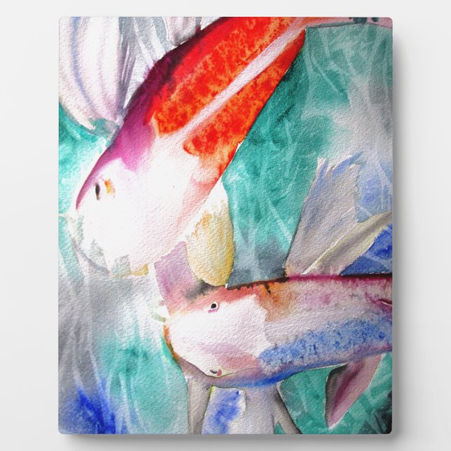 Butterfly Koi Aquarell Japanische Fischkunst Fotoplatte (Vorderseite)