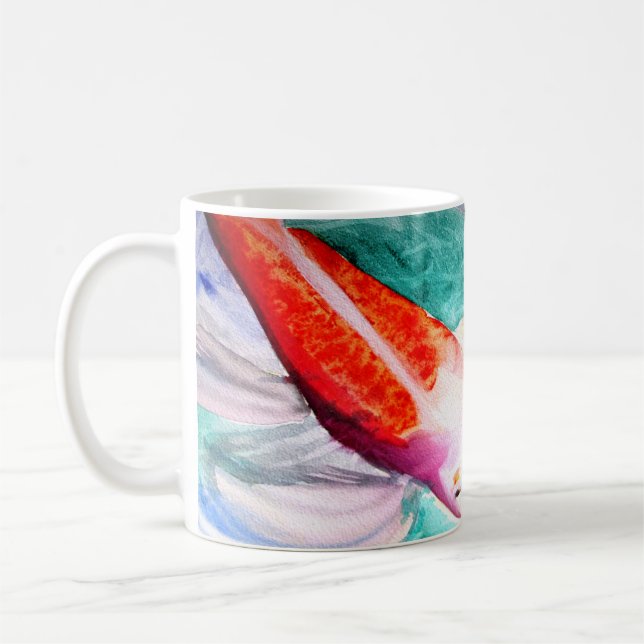 Butterfly Koi Aquarell Japanische Fischkunst Kaffeetasse (Links)