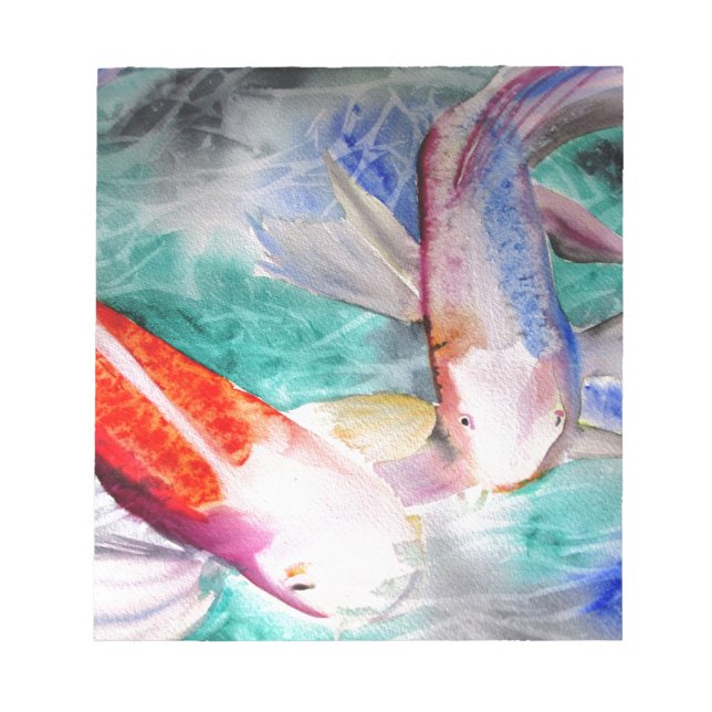 Butterfly Koi Aquarell Japanische Fischkunst Notizblock (Vorderseite)