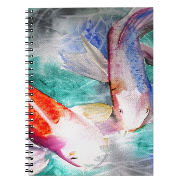 Butterfly Koi Aquarell Japanische Fischkunst Notizblock (Vorderseite)