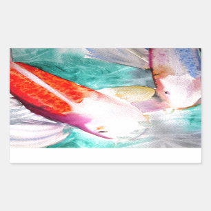 Butterfly Koi Aquarell Japanische Fischkunst Rechteckiger Aufkleber