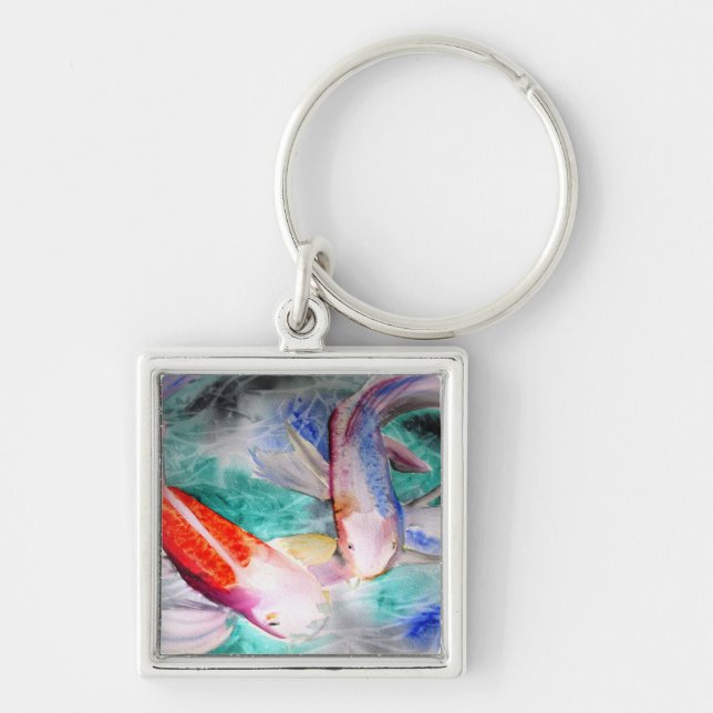 Butterfly Koi watercolour Japanese Fish Art Schlüsselanhänger (Vorne)