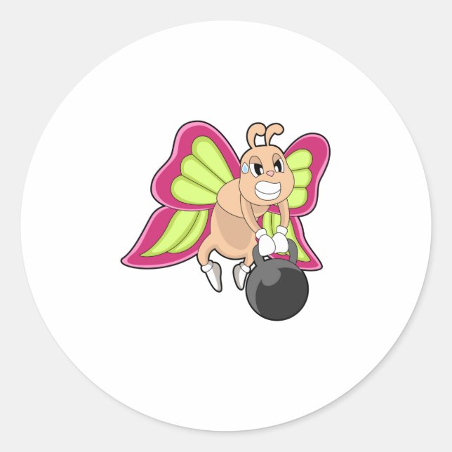 Butterfly-Krafttraining Dumbell Runder Aufkleber (Vorderseite)