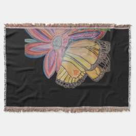 Butterfly landing on flower Throw Blanket Decke