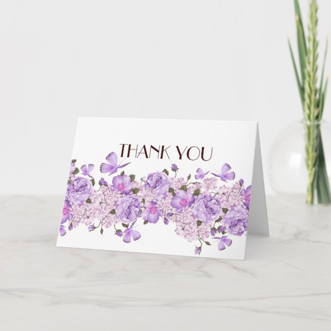 Butterfly Lavender Floral Garden Vielen Dank Dankeskarte (Vorderseite)