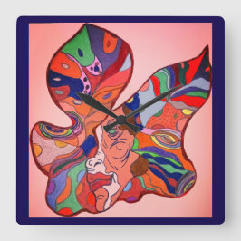 Butterfly Leaf Portrait Clock Quadratische Wanduhr