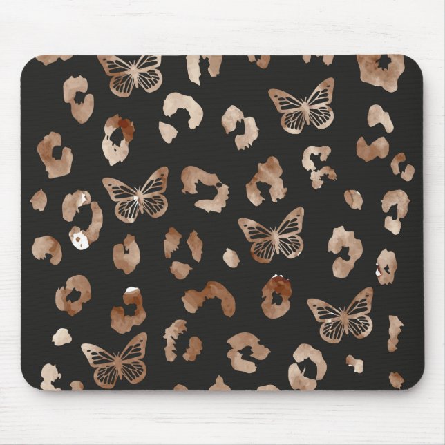 Butterfly Leopard Black Mouse Pad Mousepad (Vorne)