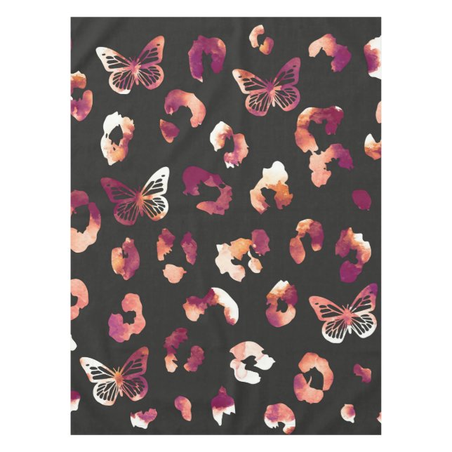 Butterfly Leopard Black Tableclout Tischdecke (Vorderseite)