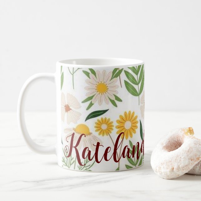 Butterfly Letter K Floral Tasse (Mit Donut)