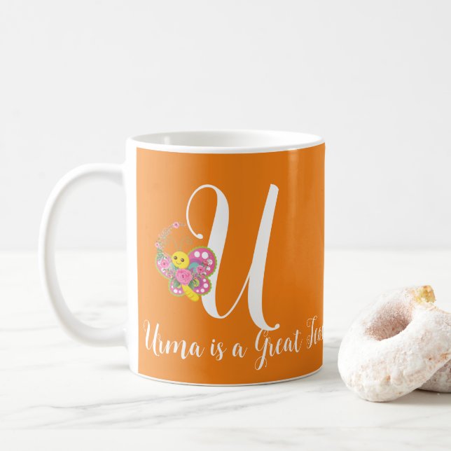 Butterfly Letter U Floral Tasse (Mit Donut)