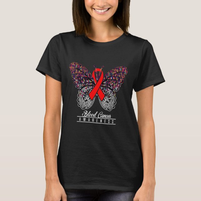 Butterfly-Liebhaber von Blutkrebs-Bewusstsein Gesc T-Shirt (Vorderseite)