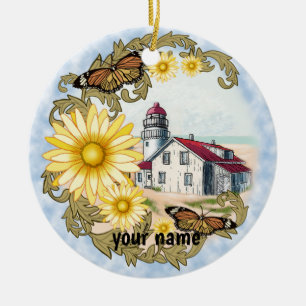 Butterfly Lighthouse Keramik Ornament