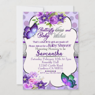 Butterfly lila Blumendusche Einladung