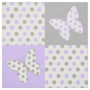 Butterfly Lila Gray Polka Dots Stoff