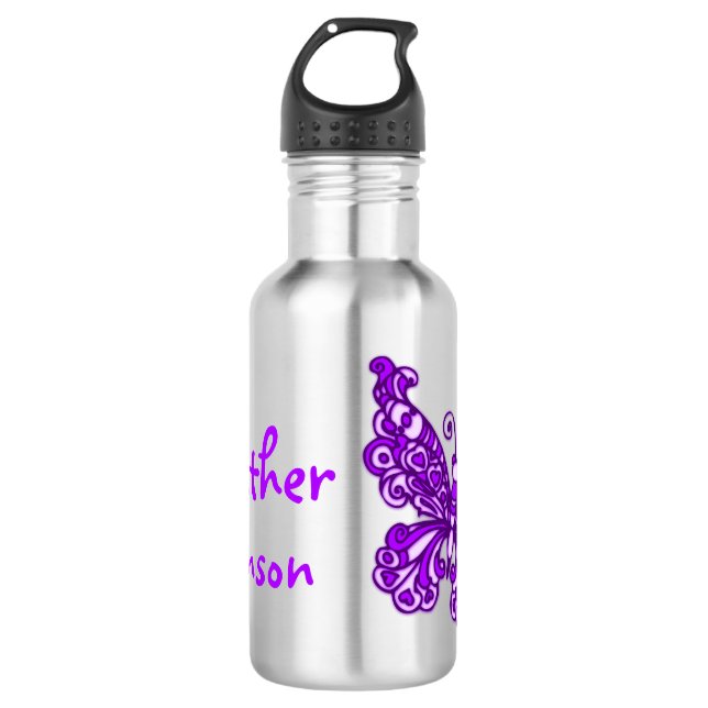 Butterfly-lila Kinder namens "Drink Flasche" Edelstahlflasche (Vorderseite)