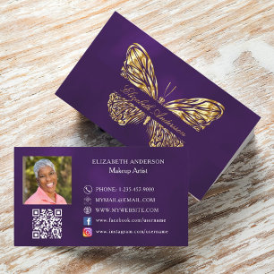 Butterfly-lila-QR-Code-Foto Visitenkarte