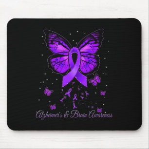 Butterfly Lila Ribbon Warrior Heimerheimer Brain Mousepad