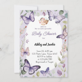 Butterfly Lila Vegetation Floral Girl Einladung