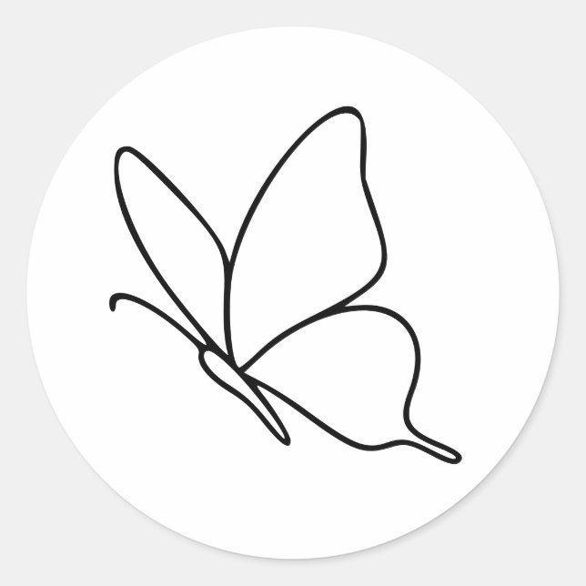 Butterfly Line Art –  Insect Illustration  Runder Aufkleber (Vorderseite)