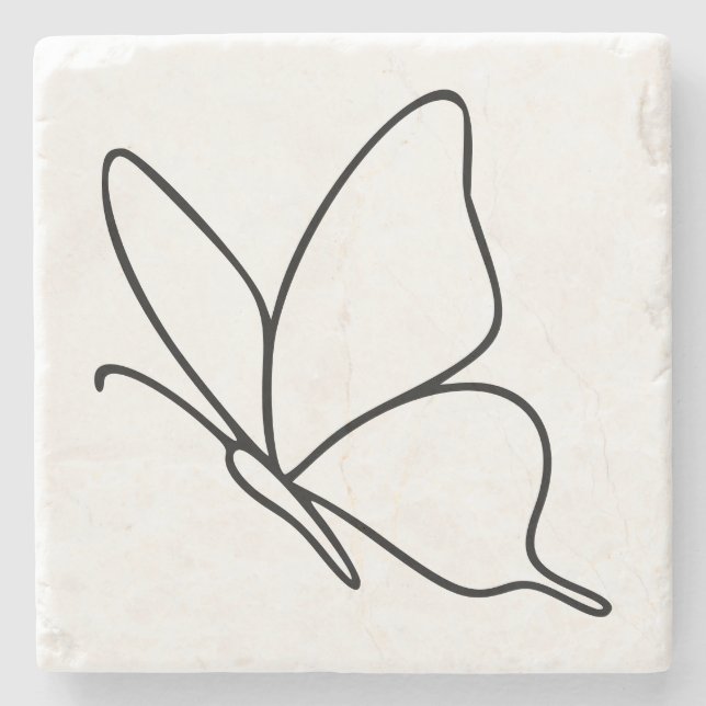 Butterfly Line Art –  Insect Illustration  Steinuntersetzer (Vorderseite)