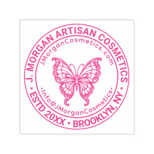 Butterfly-Logo Firmenname URL E-Mail Permastempel