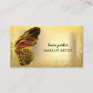 Butterfly Logo Gold Glitzer Girly Modern Elegant B Visitenkarte
