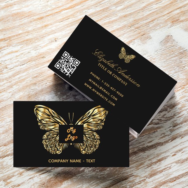 Butterfly-Logo mit schwarzem Gold Visitenkarte (Von Creator hochgeladen)
