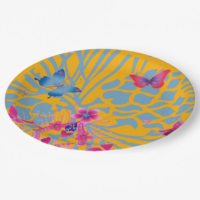 Butterfly Love besondere Anlass Design Art Pappteller (Schrägansicht)