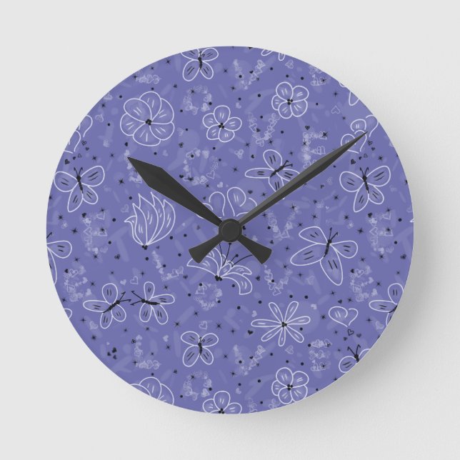 Butterfly LOVE - seamless pattern. Runde Wanduhr (Vorderseite)