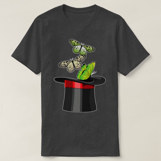 Butterfly Magician Zylinder T-Shirt (Design vorne)