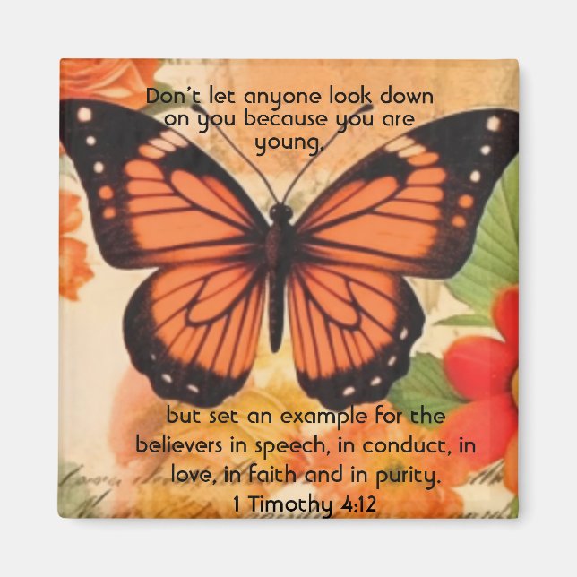 Butterfly Magnet 1 Timothy 4:12 (Vorne)