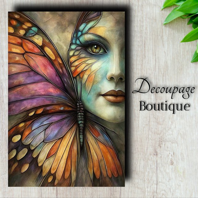 Butterfly Maiden Decoupage Seidenpapier (Butterfly Maiden Decoupage Tissue Paper)