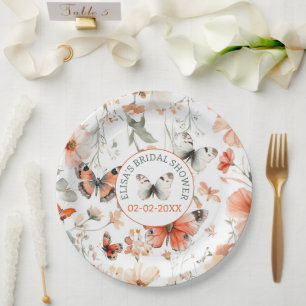Butterfly Meadow Watercolor CUSTOM Brautparty Pappteller