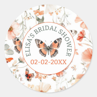 Butterfly Meadow Watercolor CUSTOM Brautparty Runder Aufkleber