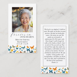 Butterfly Memorial Prayer Card - Elegantes Schwarz Visitenkarte