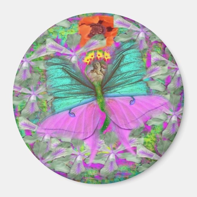 Butterfly Mermaid von Power Blume Magnet (Vorne)