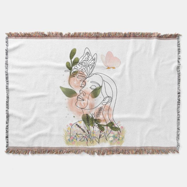 Butterfly Mind – floral line art Decke (Vorderseite)